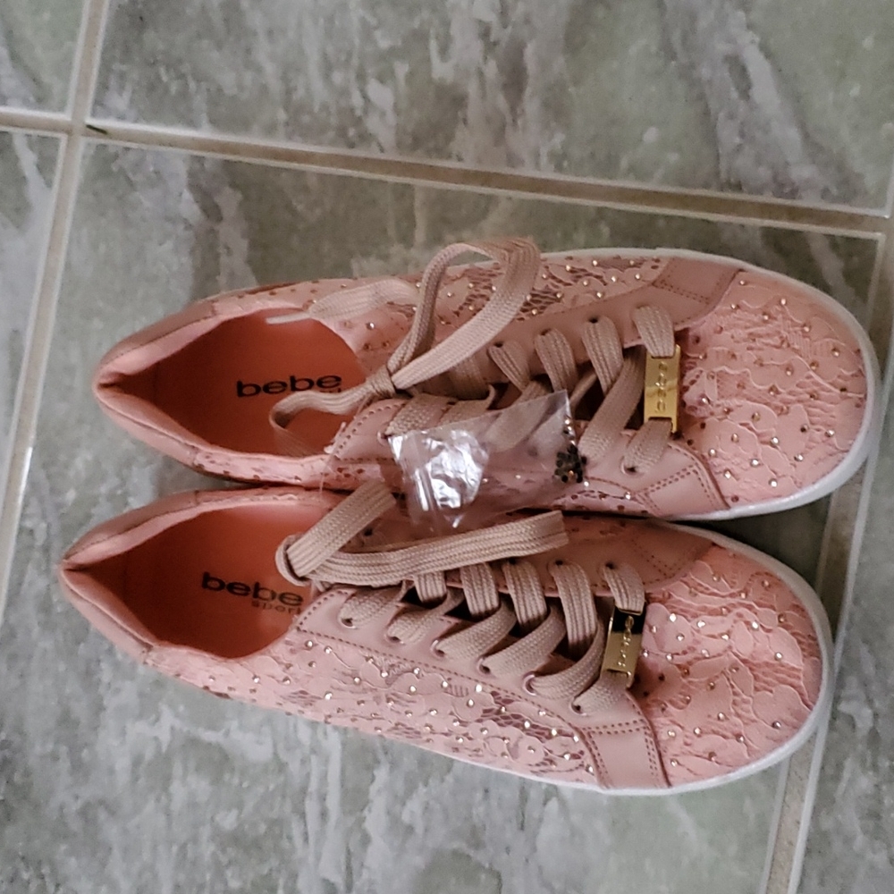 Bebe pink lace sneakers